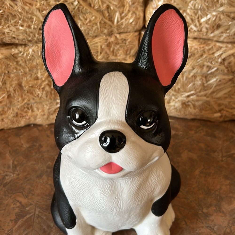 Black and White French Bulldog Dog Statue - Picture 7 of 7
